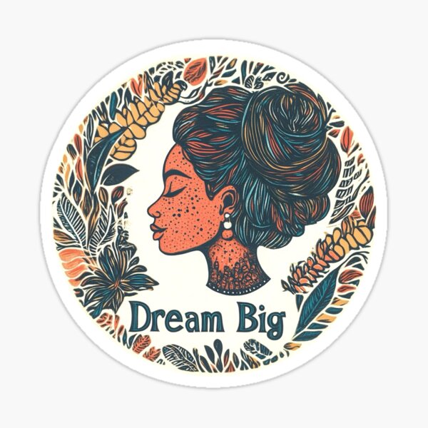 Item preview, Dream Big Floral Woman Art Sticker designed and sold by MindFulStudios.
