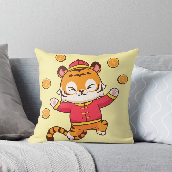 Item preview, Cute Chinese Tiger Holding Gold Coin Cartoon Vector Icon Illustration designed and sold by hjian8219.