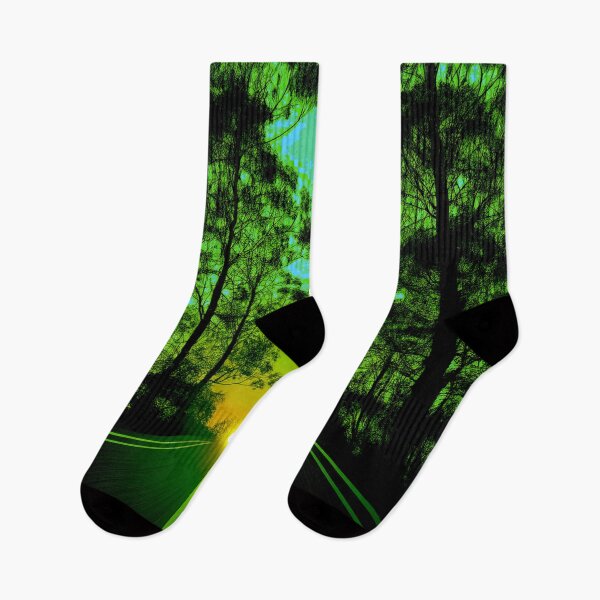 Item preview, Festival atmosphere - a psychedelic path through the forest, bathed in the setting sun - shades of green and black. designed and sold by My-fake-places.