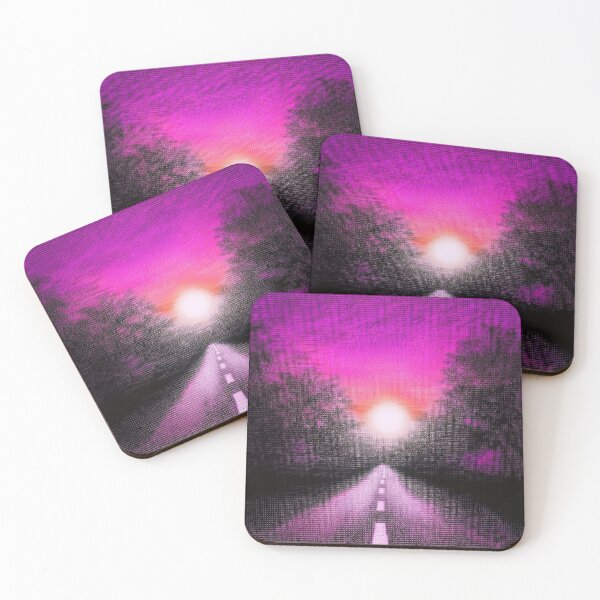 Item preview, Festival atmosphere - a psychedelic path through the forest, bathed in the setting sun - shades of magenta and black. designed and sold by My-fake-places.