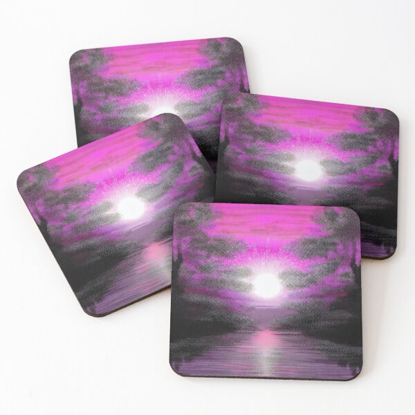 Item preview, Festival atmosphere - a psychedelic path through the forest, bathed in the setting sun - shades of magenta and black. designed and sold by My-fake-places.