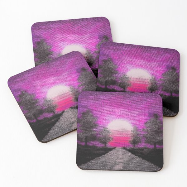 Item preview, Festival atmosphere - a psychedelic path through the forest, bathed in the setting sun - shades of magenta and black. designed and sold by My-fake-places.