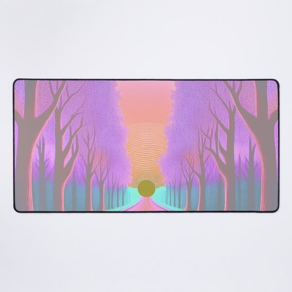 Item preview, Festival atmosphere - a psychedelic path through the forest, bathed in the setting sun - shades of pastel pink, violet, blue and orange. designed and sold by My-fake-places.