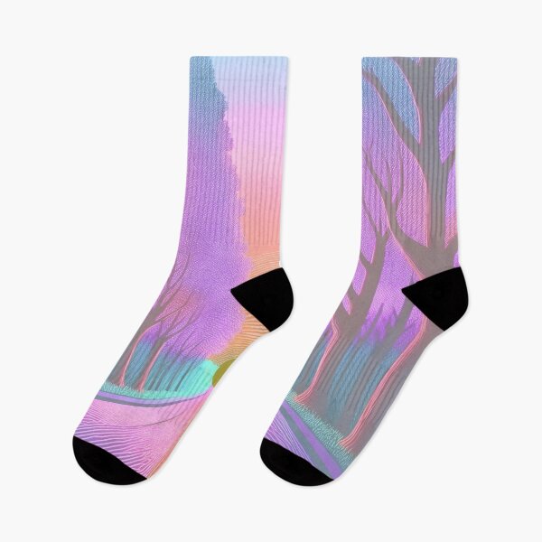 Item preview, Festival atmosphere - a psychedelic path through the forest, bathed in the setting sun - shades of pastel pink, violet, blue and orange. designed and sold by My-fake-places.