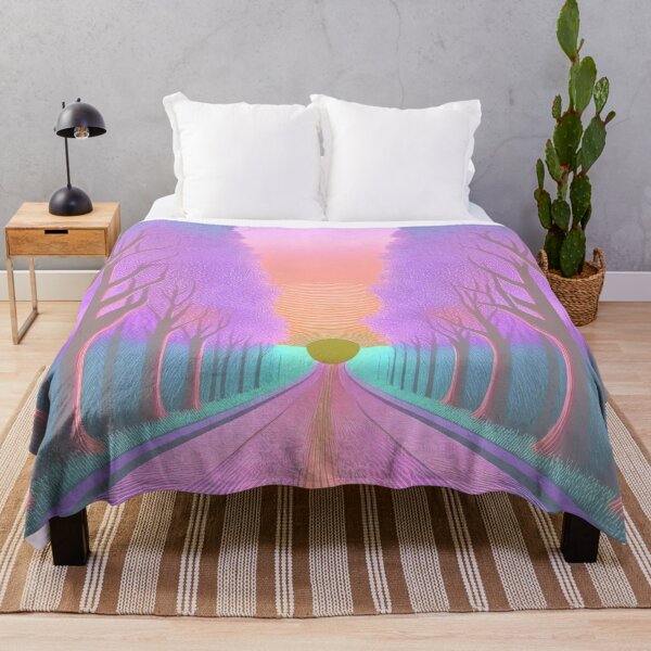 Item preview, Festival atmosphere - a psychedelic path through the forest, bathed in the setting sun - shades of pastel pink, violet, blue and orange. designed and sold by My-fake-places.