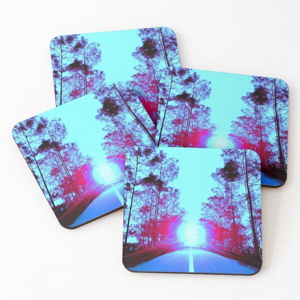 Item preview, Festival atmosphere - a psychedelic path through the forest, bathed in the setting sun - shades of blue, magenta and black. designed and sold by My-fake-places.
