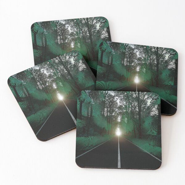 Item preview, Festival atmosphere - a psychedelic path through the forest, bathed in the setting sun - shades of green and black. designed and sold by My-fake-places.