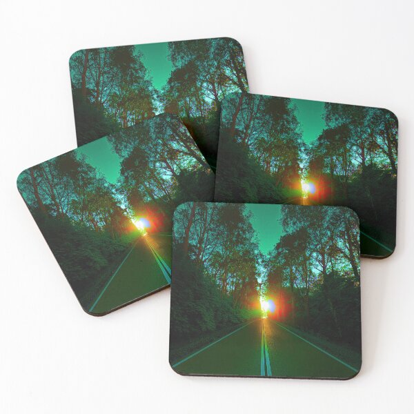 Item preview, Festival atmosphere - a psychedelic path through the forest, bathed in the setting sun - shades of green and black. designed and sold by My-fake-places.