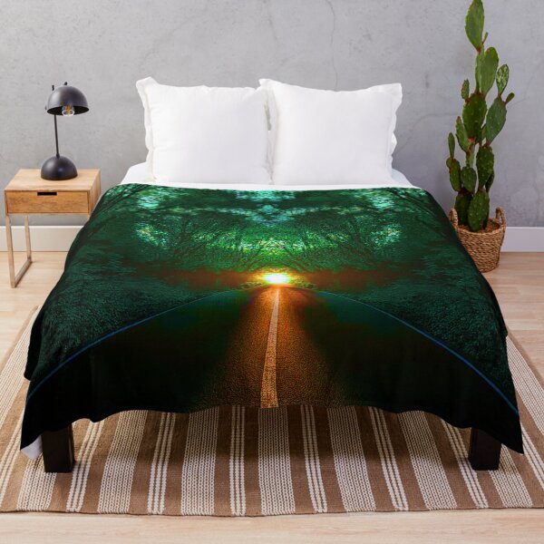 Item preview, Festival atmosphere - a psychedelic path through the forest, bathed in the setting sun - shades of green and black. designed and sold by My-fake-places.