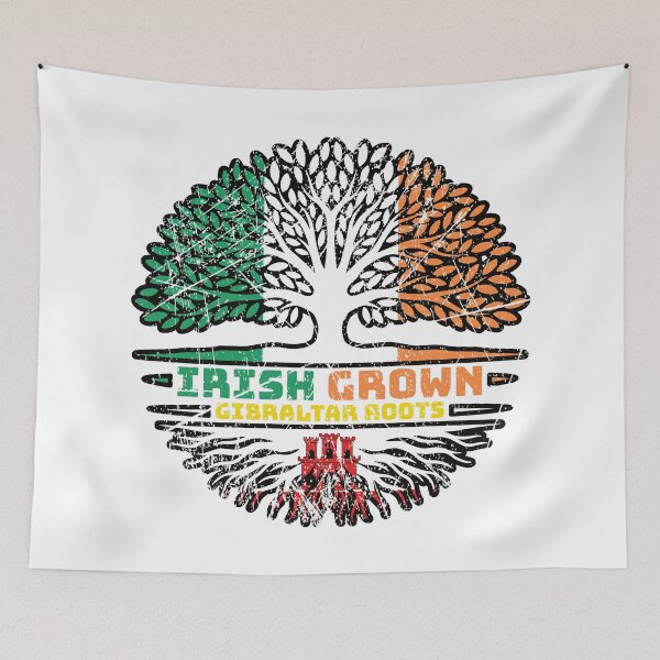 Item preview, Gibraltar Gibraltarian Irish Ireland Tree Roots Flag designed and sold by FlagX.