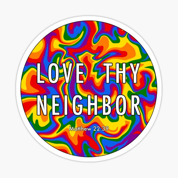 Item preview, Love Thy Neighbor LGBTQIA+ Rainbow Marble Swirl designed and sold by PetoskeyPrintCo.