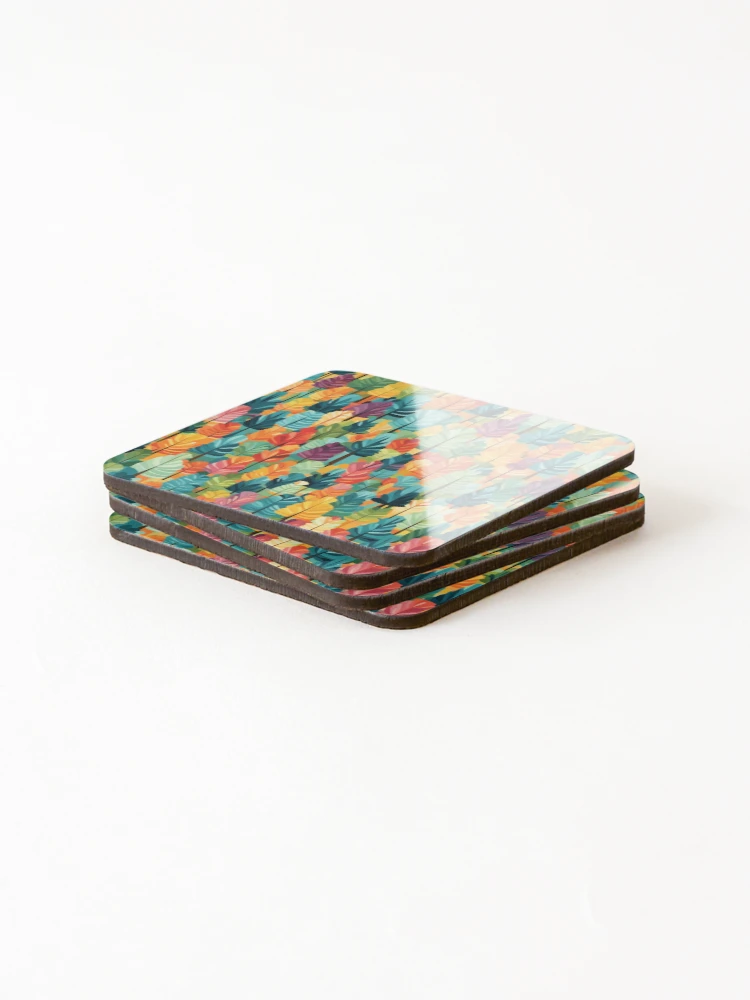 Thumbnail 4 of 5, Coasters (Set of 4), Abstract Colorful Forest Pattern designed and sold by calibrit.
