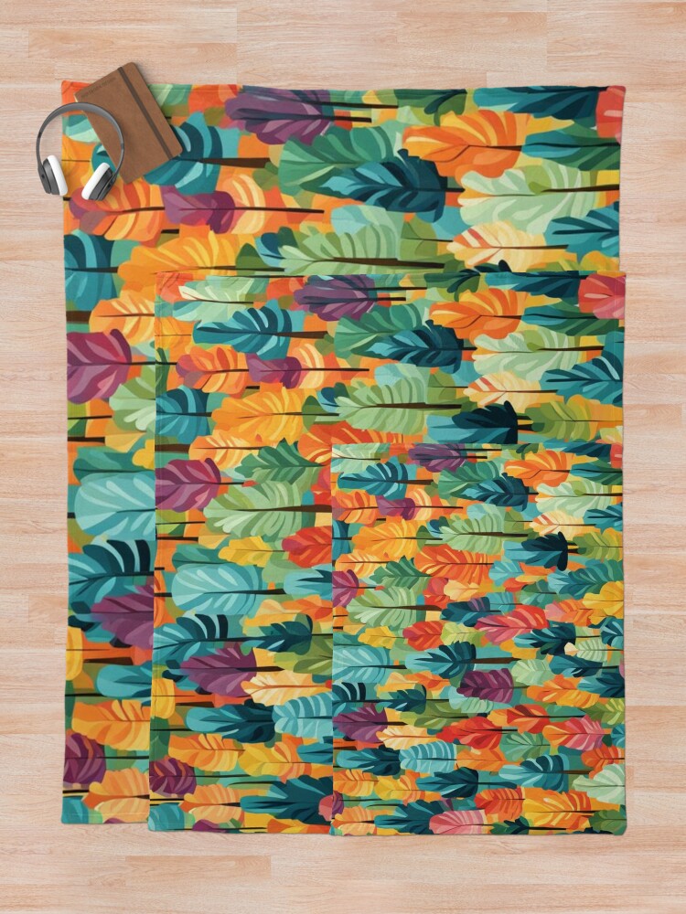 Thumbnail 5 of 6, Throw Blanket, Abstract Colorful Forest Pattern designed and sold by calibrit.