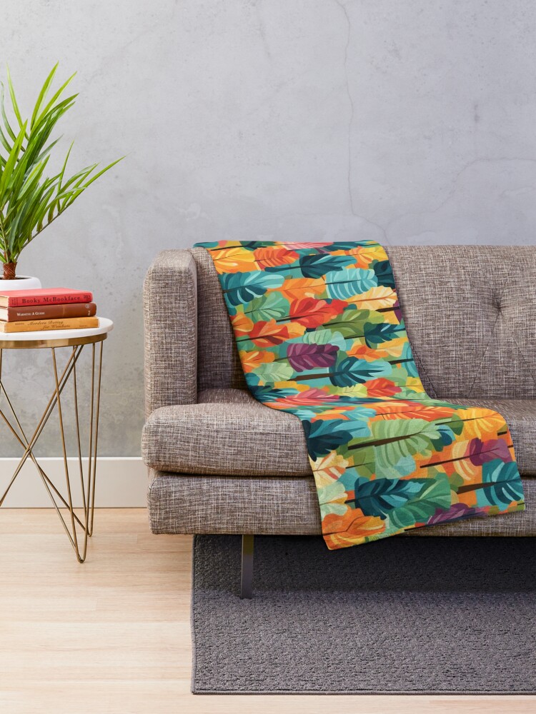 Thumbnail 2 of 6, Throw Blanket, Abstract Colorful Forest Pattern designed and sold by calibrit.