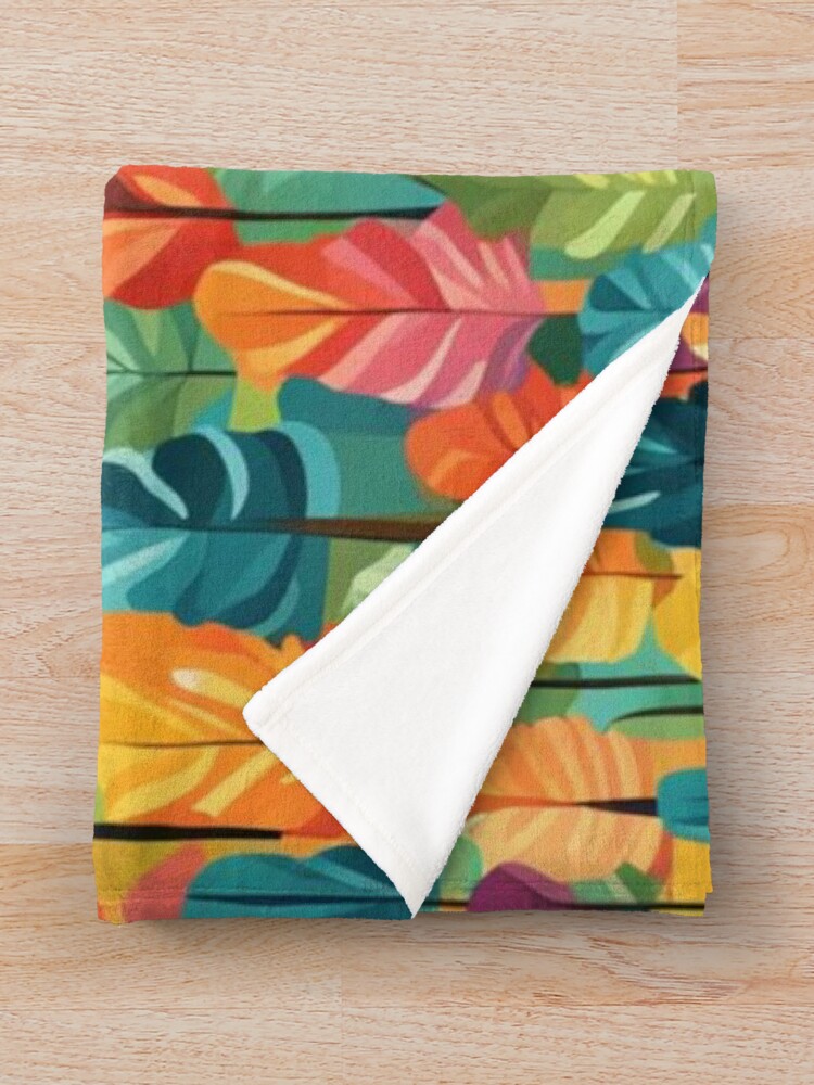 Thumbnail 3 of 6, Throw Blanket, Abstract Colorful Forest Pattern designed and sold by calibrit.