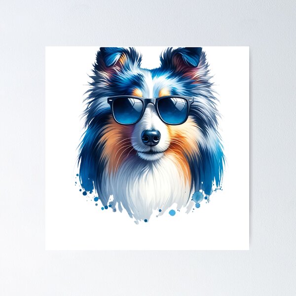 Item preview, Blue Merle Shetland Sheepdog Wearing Sunglasses designed and sold by TheAnimalZ00.