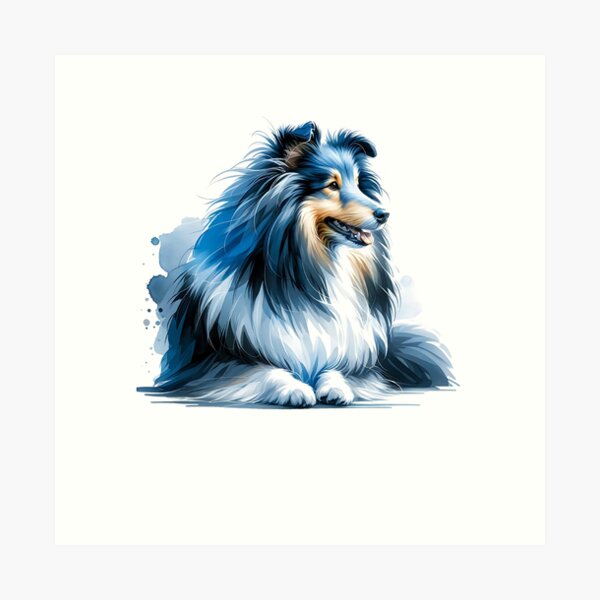 Item preview, Watercolor Blue Merle Shetland Sheepdog  designed and sold by TheAnimalZ00.