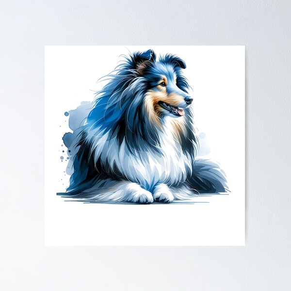 Item preview, Watercolor Blue Merle Shetland Sheepdog  designed and sold by TheAnimalZ00.