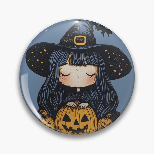 Item preview, Little Miss Witch and Her Jack-O-Lanterns designed and sold by LarkspurAndTea.