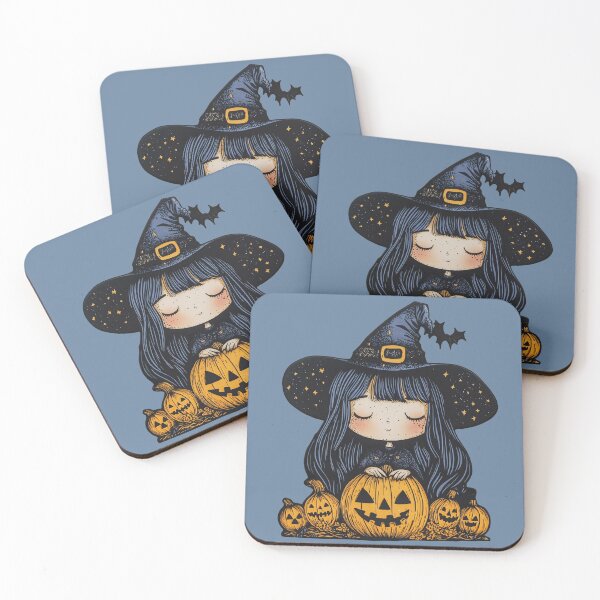 Item preview, Little Miss Witch and Her Jack-O-Lanterns designed and sold by LarkspurAndTea.