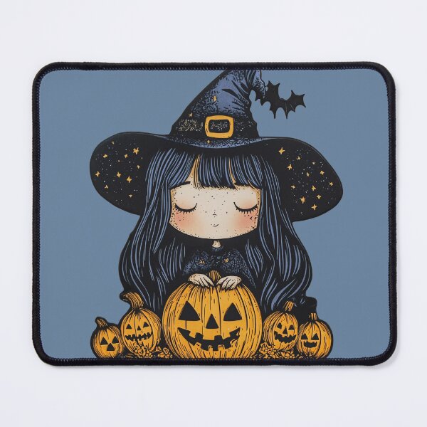 Item preview, Little Miss Witch and Her Jack-O-Lanterns designed and sold by LarkspurAndTea.