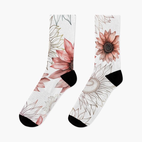 Item preview, Sunflowers and line art warm colors pink  designed and sold by Inktown.