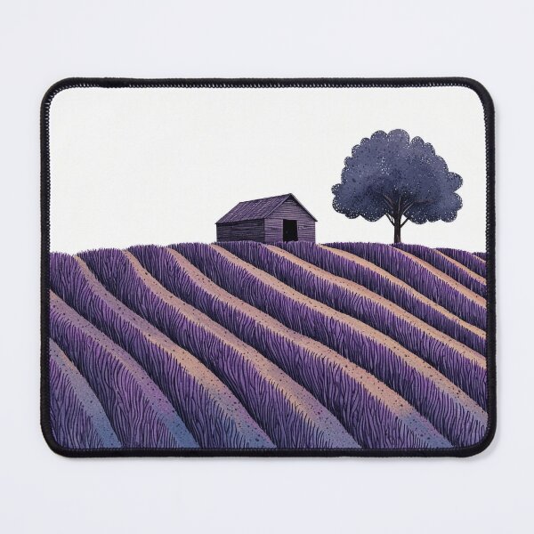 Item preview, Lavender Fields Barn Illustration with Melancholic Symbolism designed and sold by PaintbrushPlace.