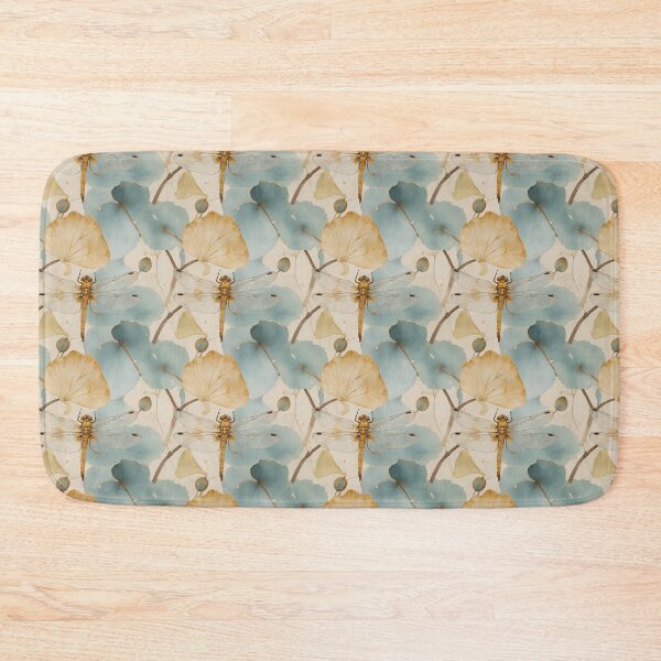 Item preview, Ginkgo and dragonfly seamless pattern tile designed and sold by Joy-Life-Repeat.