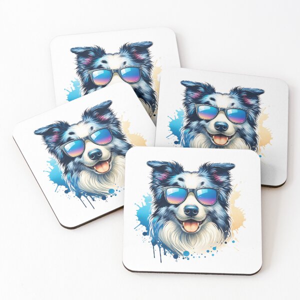 Item preview, Blue Merle Border Collie Wearing Sunglasses designed and sold by TheAnimalZ00.