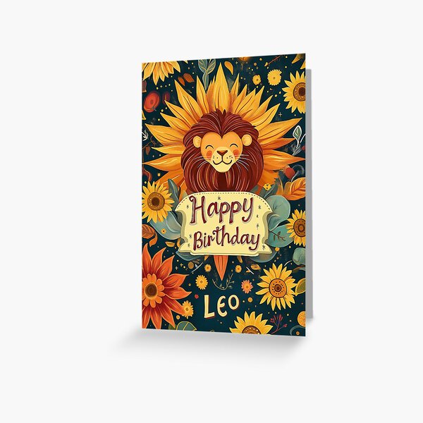 Item preview, Happy Birthday Leo - Sunflower and Lion Celebration designed and sold by MindFulStudios.
