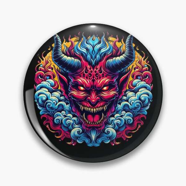 Item preview, Japanese Demon: Colorful with Fierce Expression and Supernatural Aura designed and sold by Cosas de Datherna.