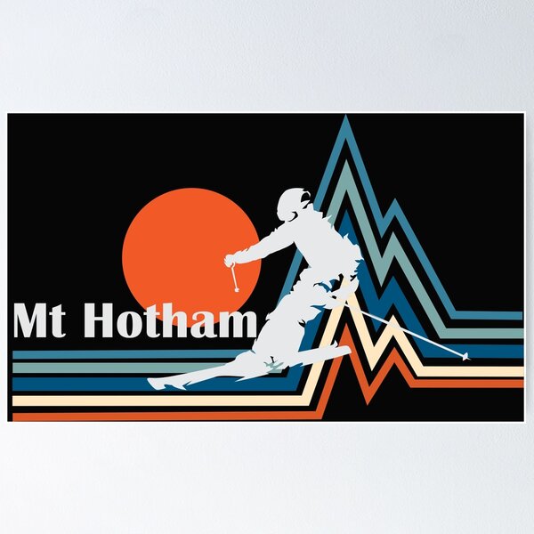 Item preview, Vintage Summit: retro skier at work, Mount Hotham on dark background designed and sold by rillak.