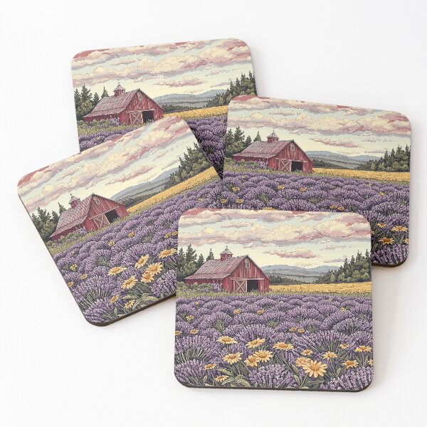 Item preview, Melancholic Lavender Fields and Barn Pen Art designed and sold by PaintbrushPlace.