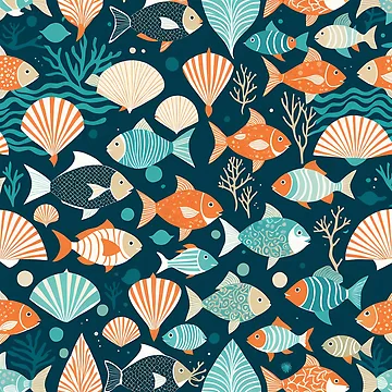 Artwork thumbnail, Vibrant Fish Pattern by Pixevol