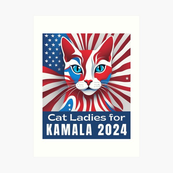 Aperçu de l'œuvre Cat Ladies pour l’élection du président démocrate de Kamala Harris 2024 créée et vendue par GroovyGal.
