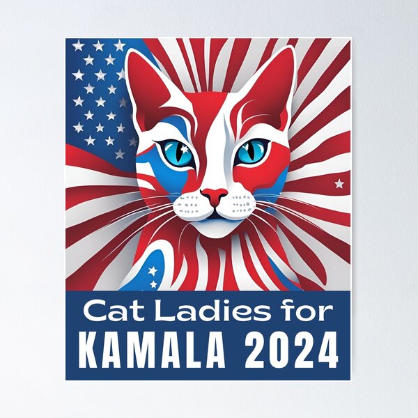 Artikelvorschau, Cat Ladies für Kamala Harris, demokratische Präsidentschaftswahl 2024 entworfen und verkauft von GroovyGal.