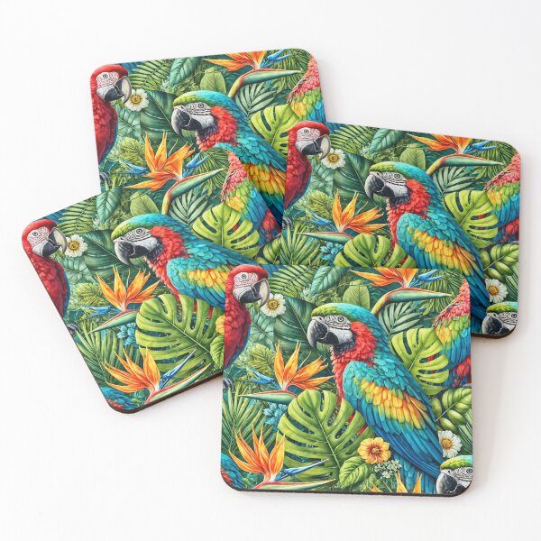 Item preview, Vibrant Tropical Parrot Jungle Pattern - Exotic Nature Design designed and sold by CritterManiaUK.