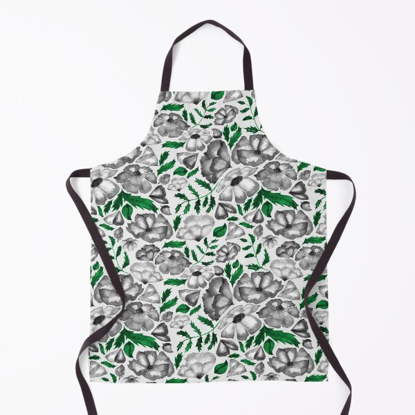 Item preview, Watercolor Floral Pattern Pillow - Elegant Black, White and Green Design designed and sold by thrine.