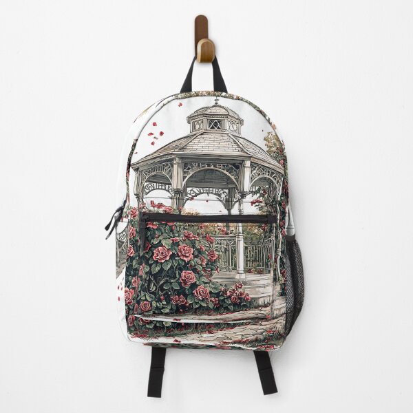 Item preview, Intricate Pen Illustration of Rose Garden with Victorian Gazebo designed and sold by PaintbrushPlace.