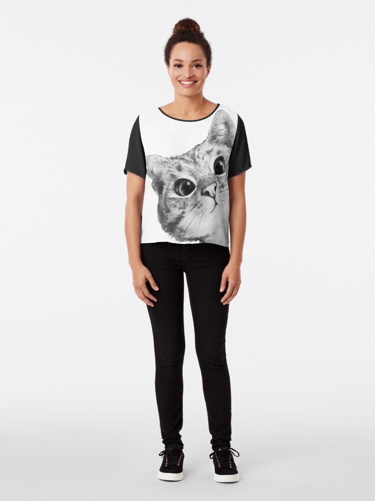 Alternate view of sneaky cat Chiffon Top