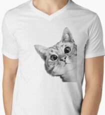 Camiseta para hombre de cuello en v gato furtivo
