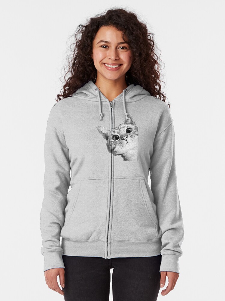 Alternate view of sneaky cat Zipped Hoodie