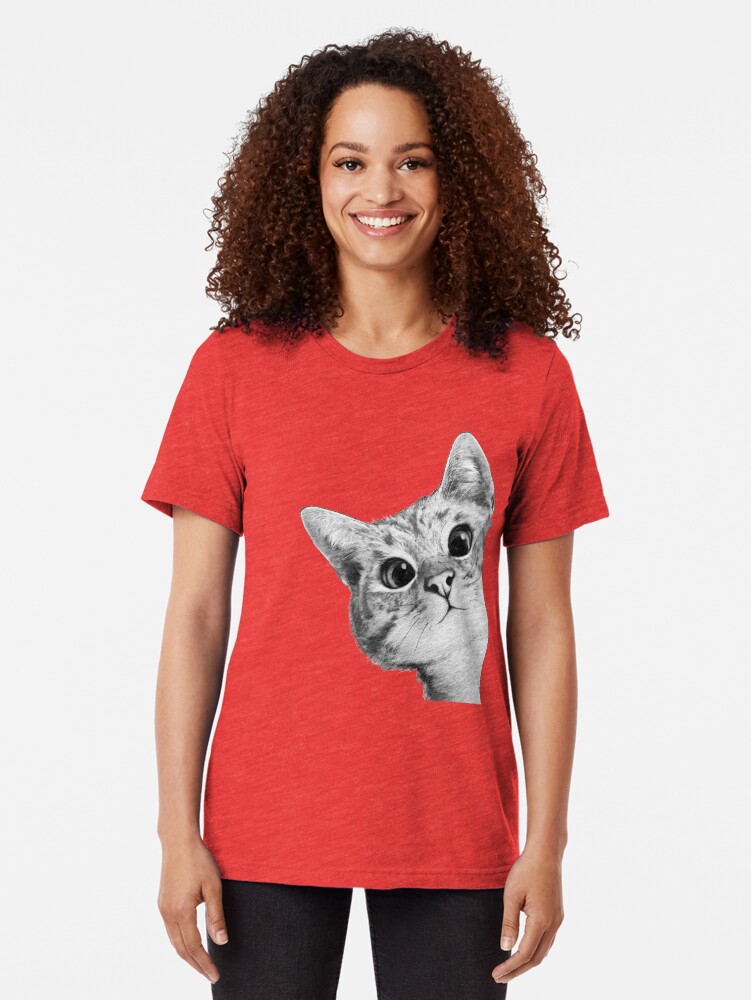 Alternate view of sneaky cat Tri-blend T-Shirt