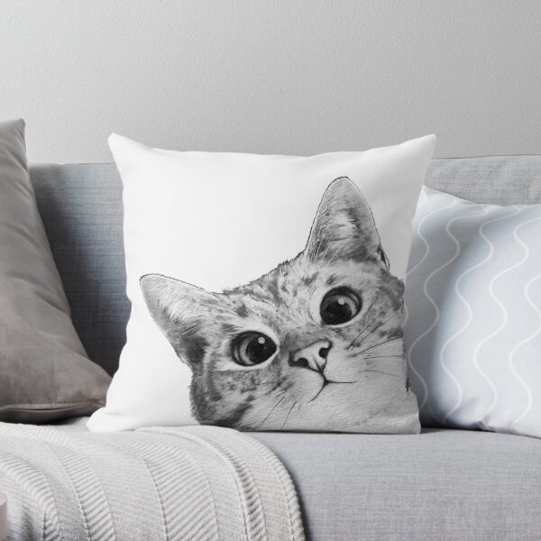 sneaky cat Throw Pillow