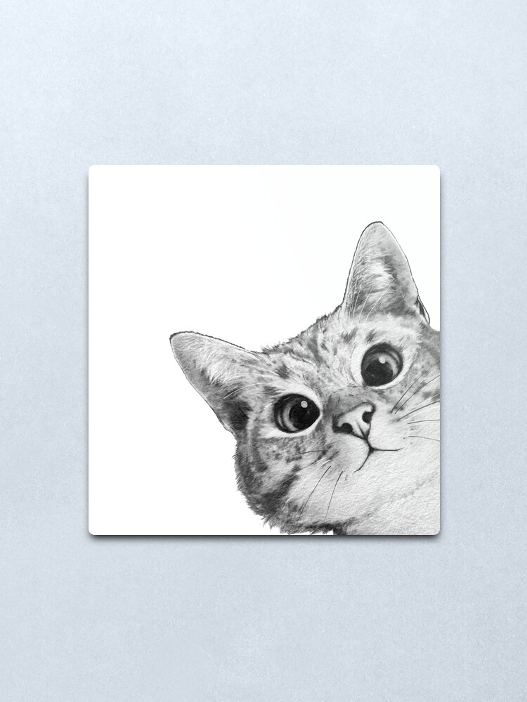 Alternate view of sneaky cat Metal Print
