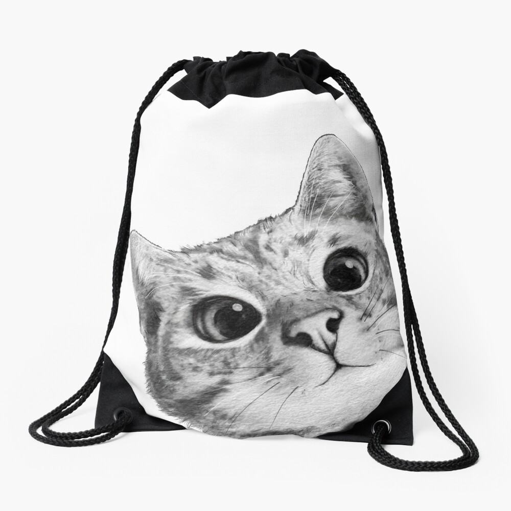 sneaky cat Drawstring Bag