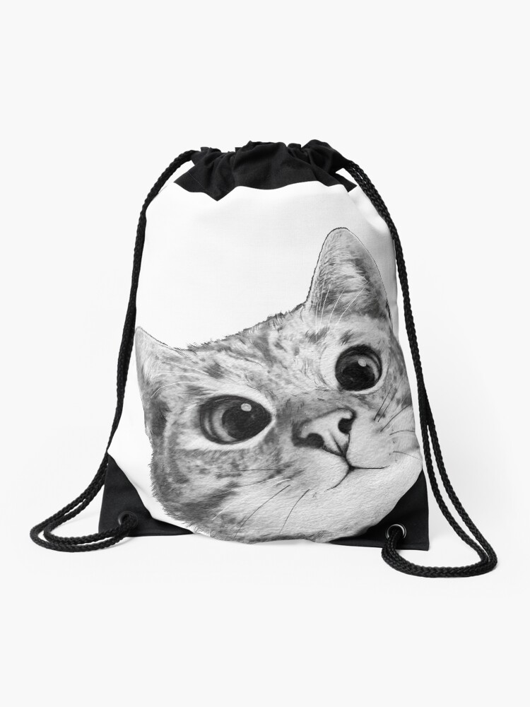 Thumbnail 1 of 3, Drawstring Bag, sneaky cat designed and sold by lauragraves.