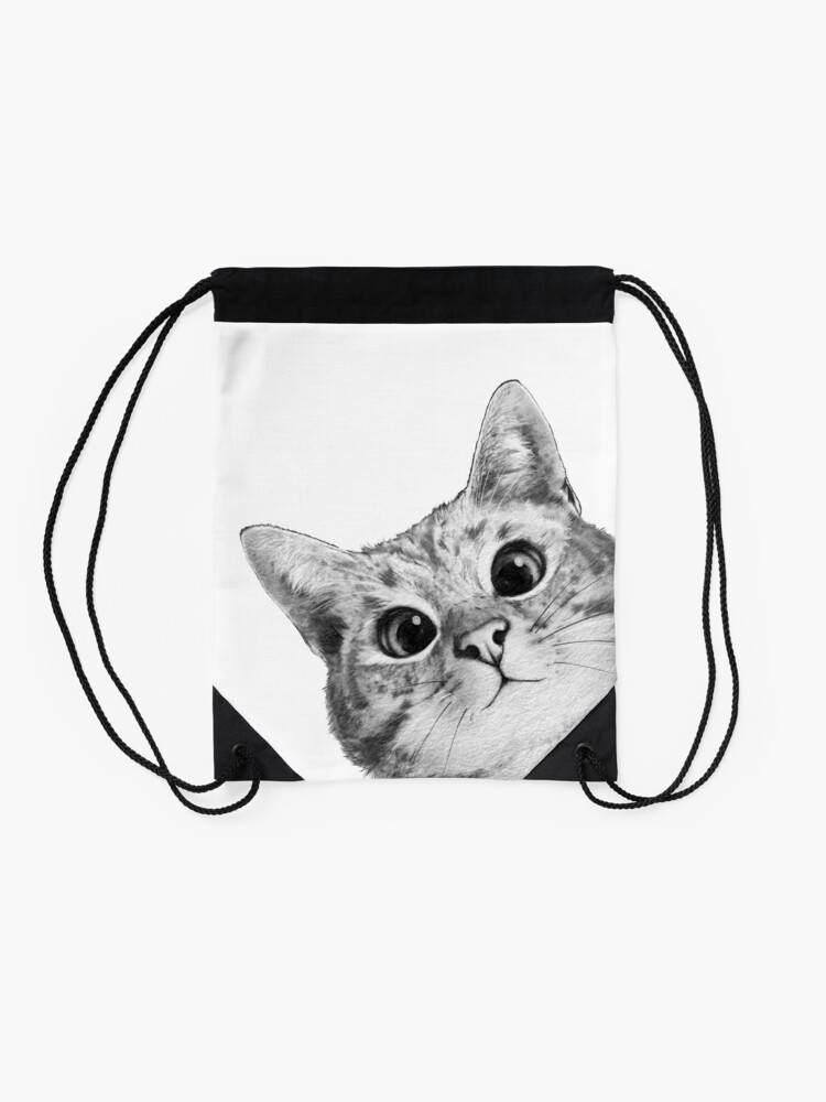 Alternate view of sneaky cat Drawstring Bag