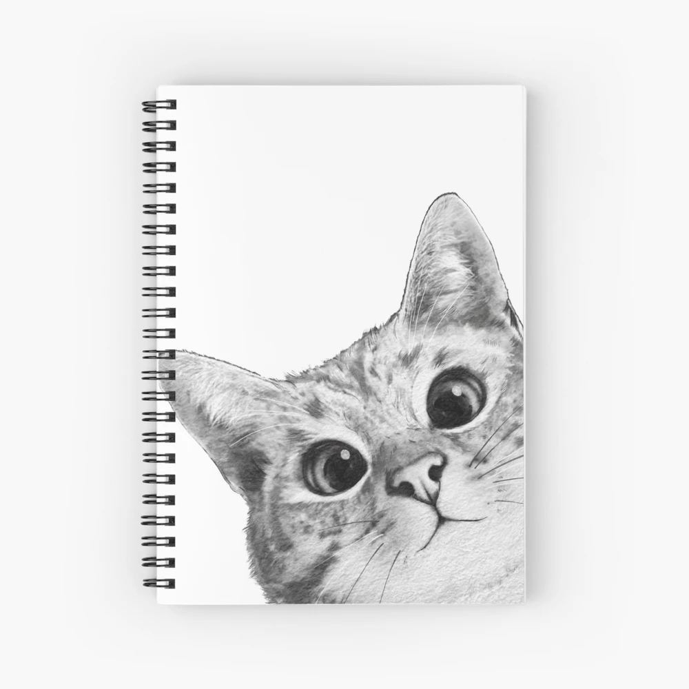 A male black and white colored cat #4 Spiral Notebook by Stefan