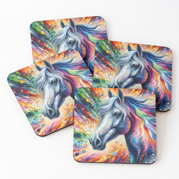 Item preview, Grey horse modern pointillism designed and sold by Catherine Harrison.